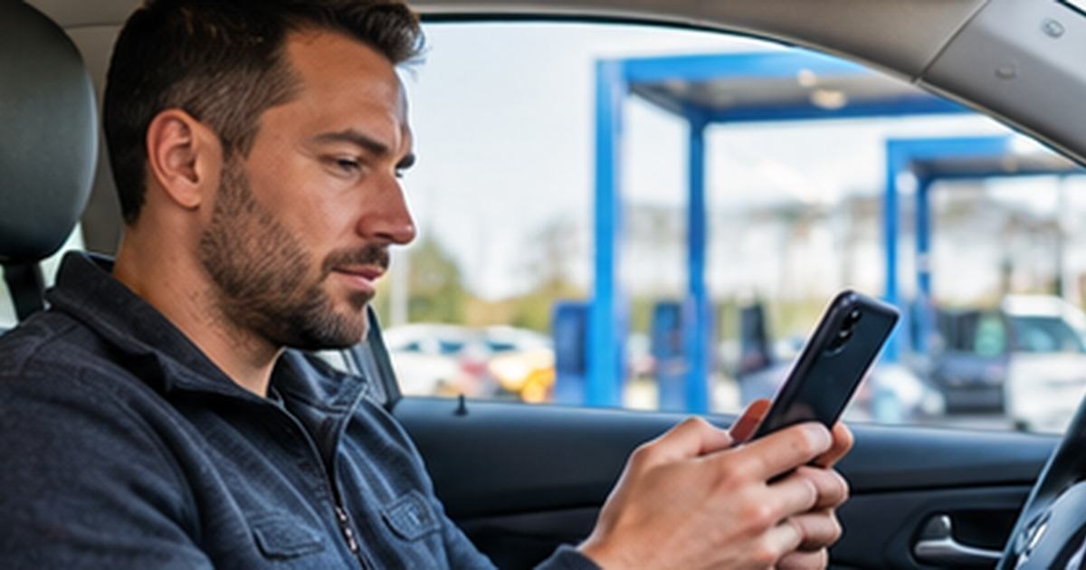 Driver checking a Delta Sonic car wash membership on a smartphone